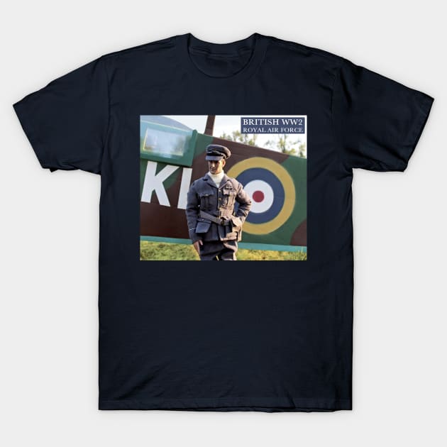 British WW2 RAF Pilot Posing with Spitfire T-Shirt by Busybob